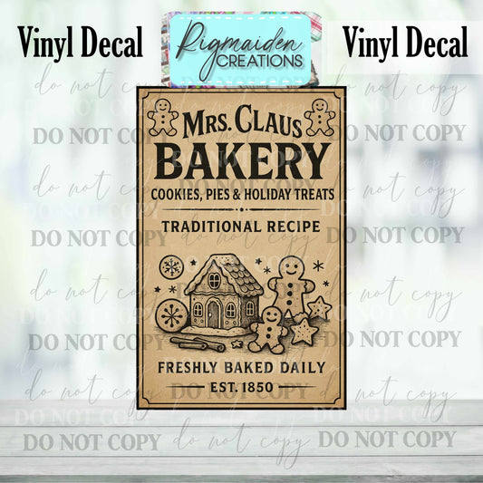 Mrs. Claus Bakery Christmas Label Decal