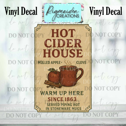 Hot Cider House Christmas Label Decal