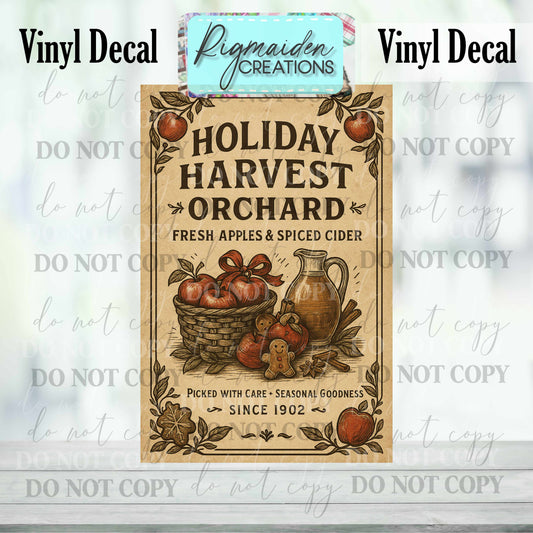 Holiday Harvest Orchard Christmas Label Decal
