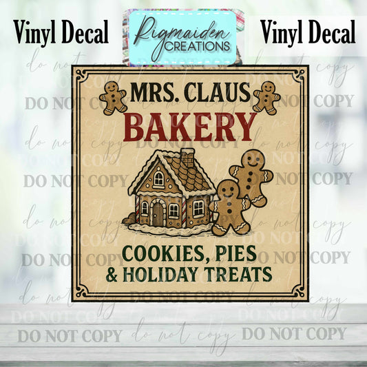 Mrs. Claus Bakery Colored Christmas Label Decal