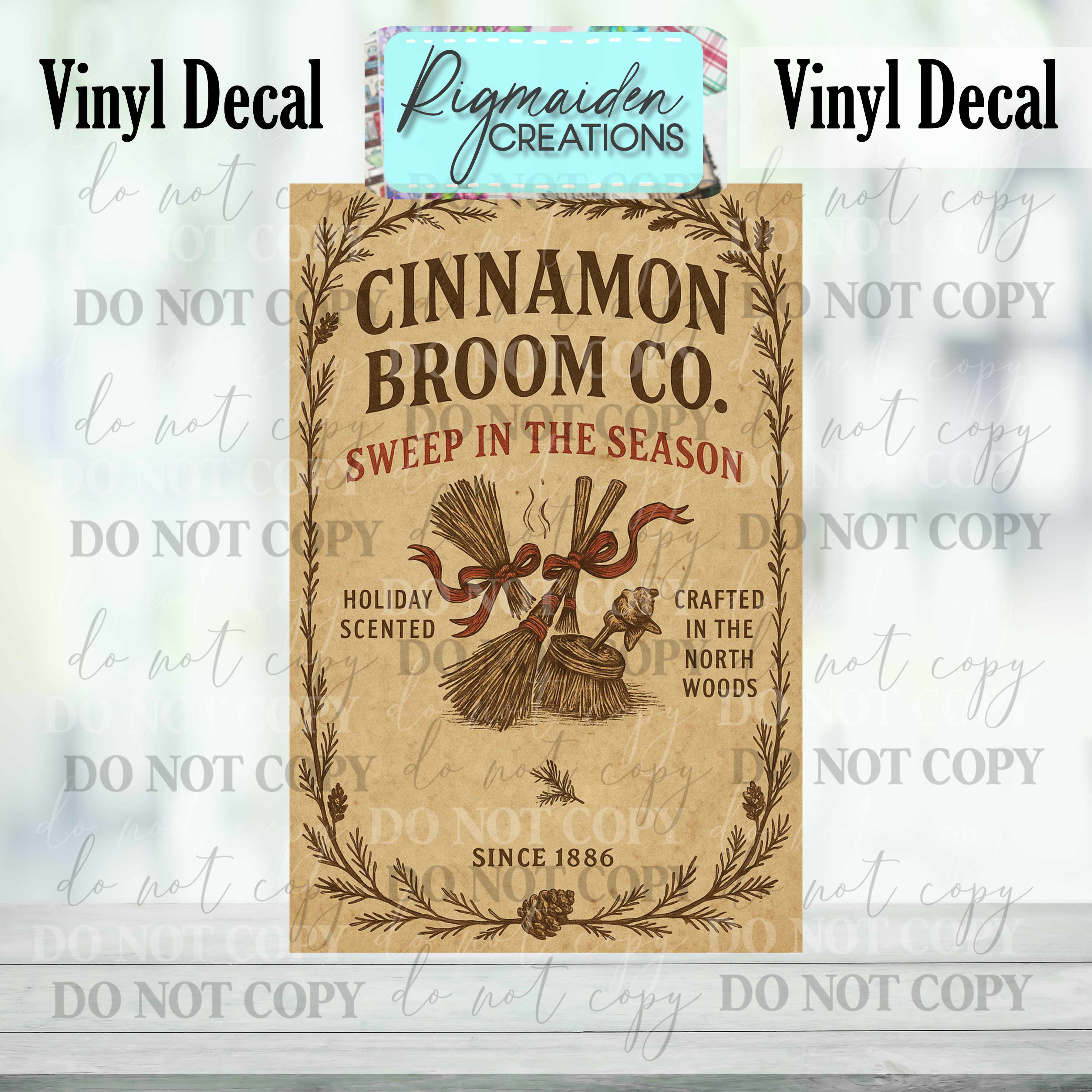 Cinnamon Broom Co Christmas Label Decal – Rigmaiden Creations