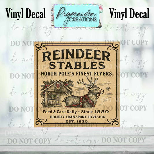 Reindeer Stables Christmas Label Decal