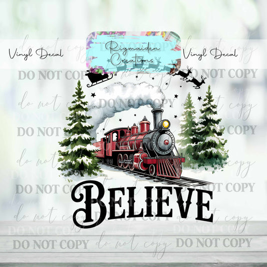 Christmas Train Believe Decal