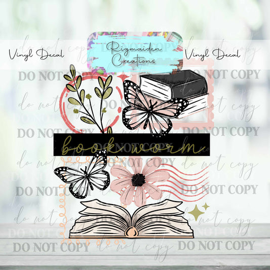Bookworm Butterfly Decal