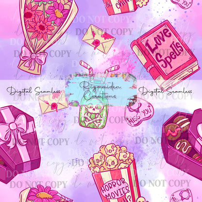 Spooky Valentine's Treats Seamless Digital PNG