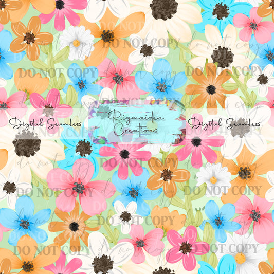 Spring Florals Seamless Digital PNG