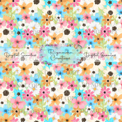 Spring Florals Seamless Digital PNG