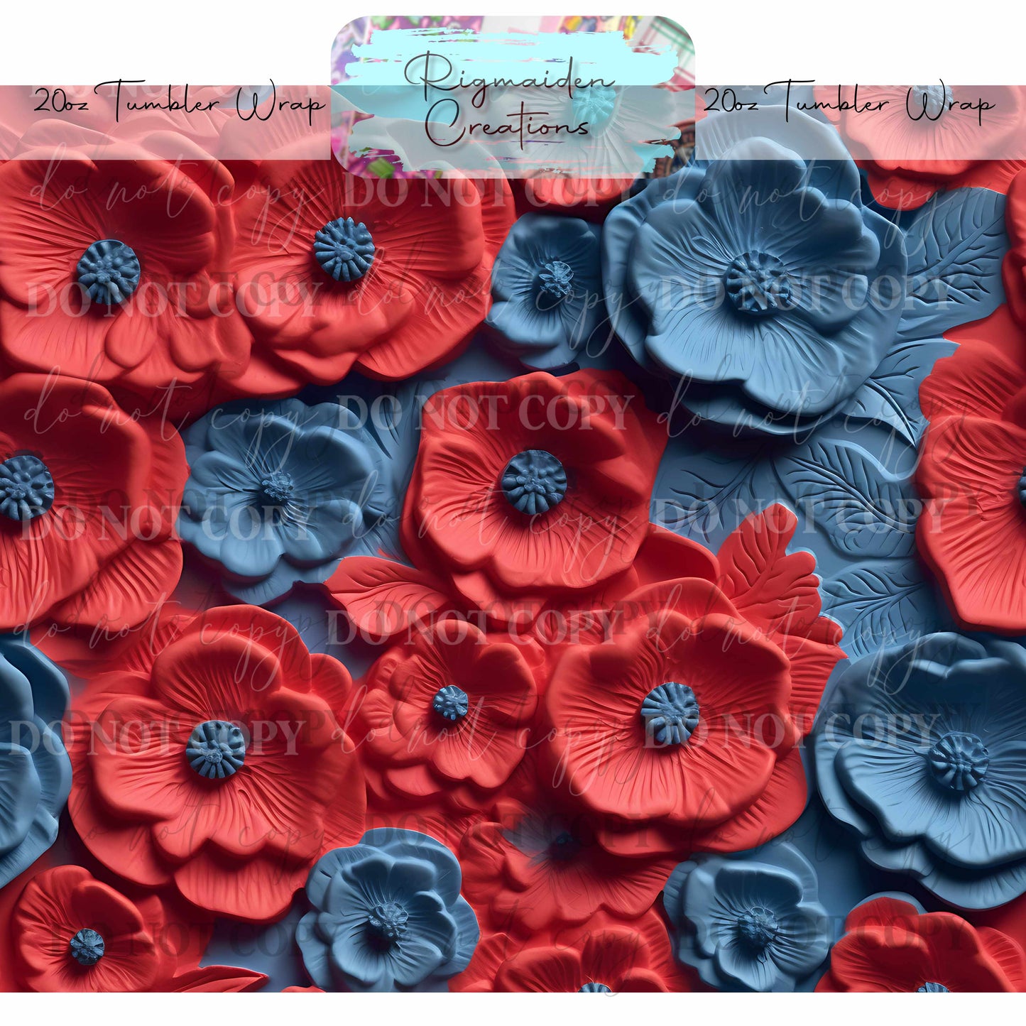 Floral 3D Effect - 20oz Tumbler Wrap {Multiple}