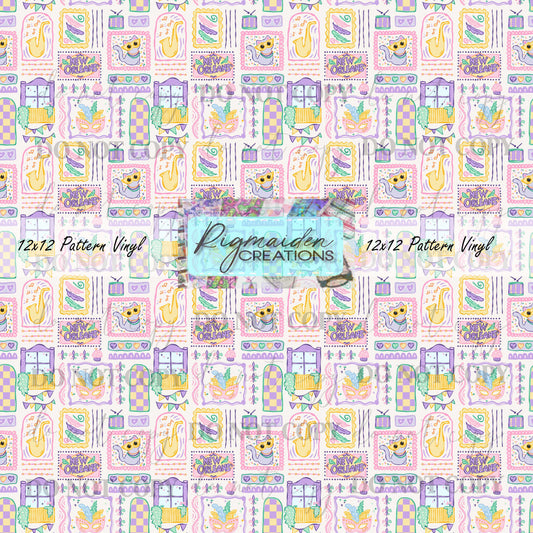 Cute Pastel Mardi Gras Stamps Vinyl