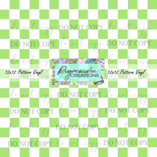 Green and White Checkered Vinyl