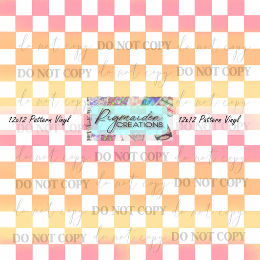 Pink Sunset Ombre Checkered Vinyl