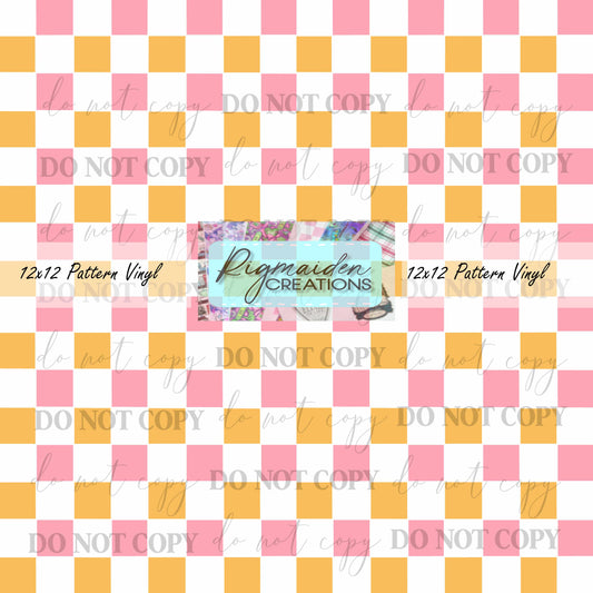 Pink and Orange Checkered Vinyl