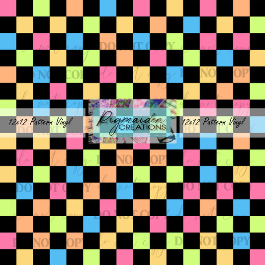 Colorful Black Checkered Vinyl