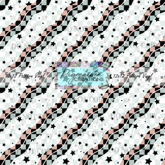 Wavy Retro Checkers Vinyl