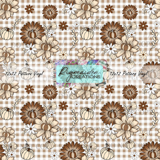 Plaid Floral Fall Pumpkin Vinyl