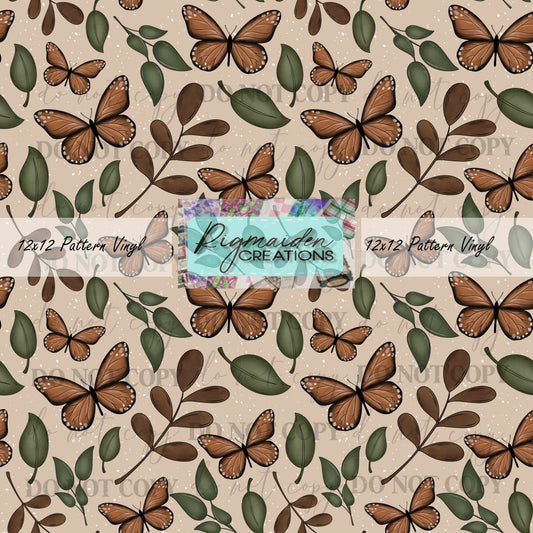 Brown Nature Butterflies Vinyl