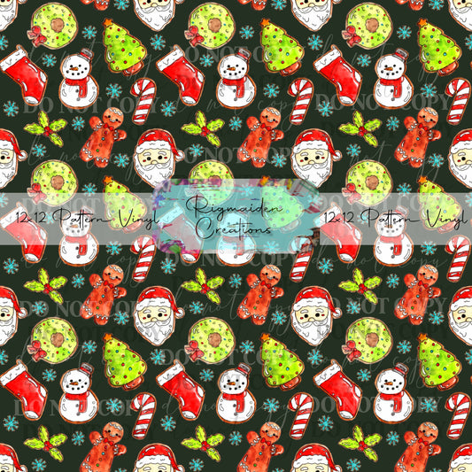 Green and Red Christmas Cookies (Dark) Vinyl