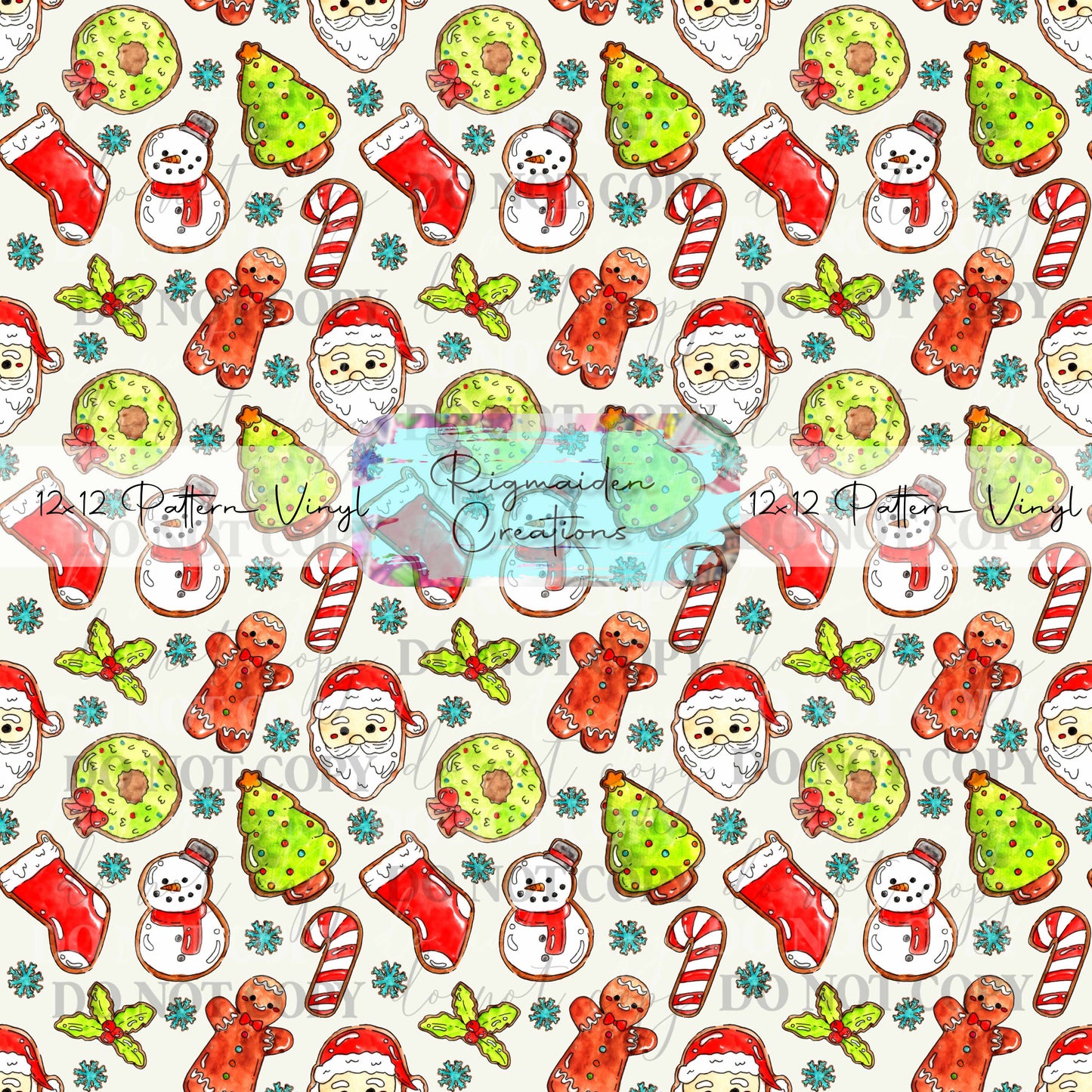 Green and Red Christmas Cookies (White) Vinyl