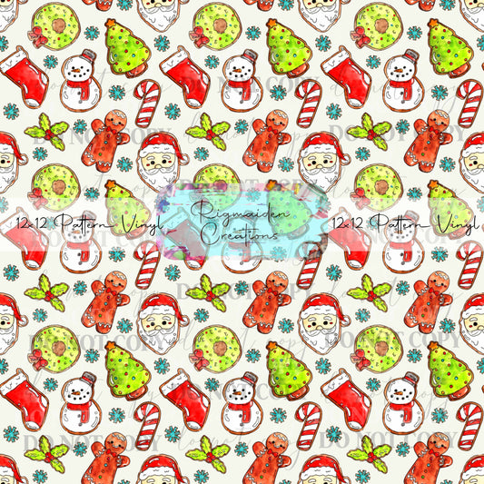 Green and Red Christmas Cookies (White) Vinyl