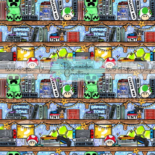 Gamer Bookshelf Light Blue Vinyl