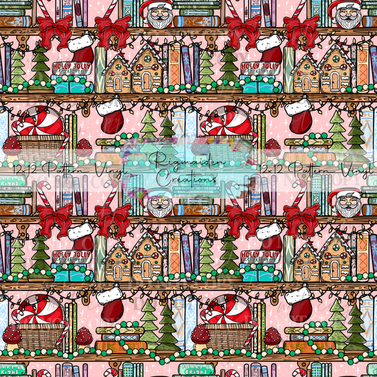 Christmas Bookshelf Pink Vinyl