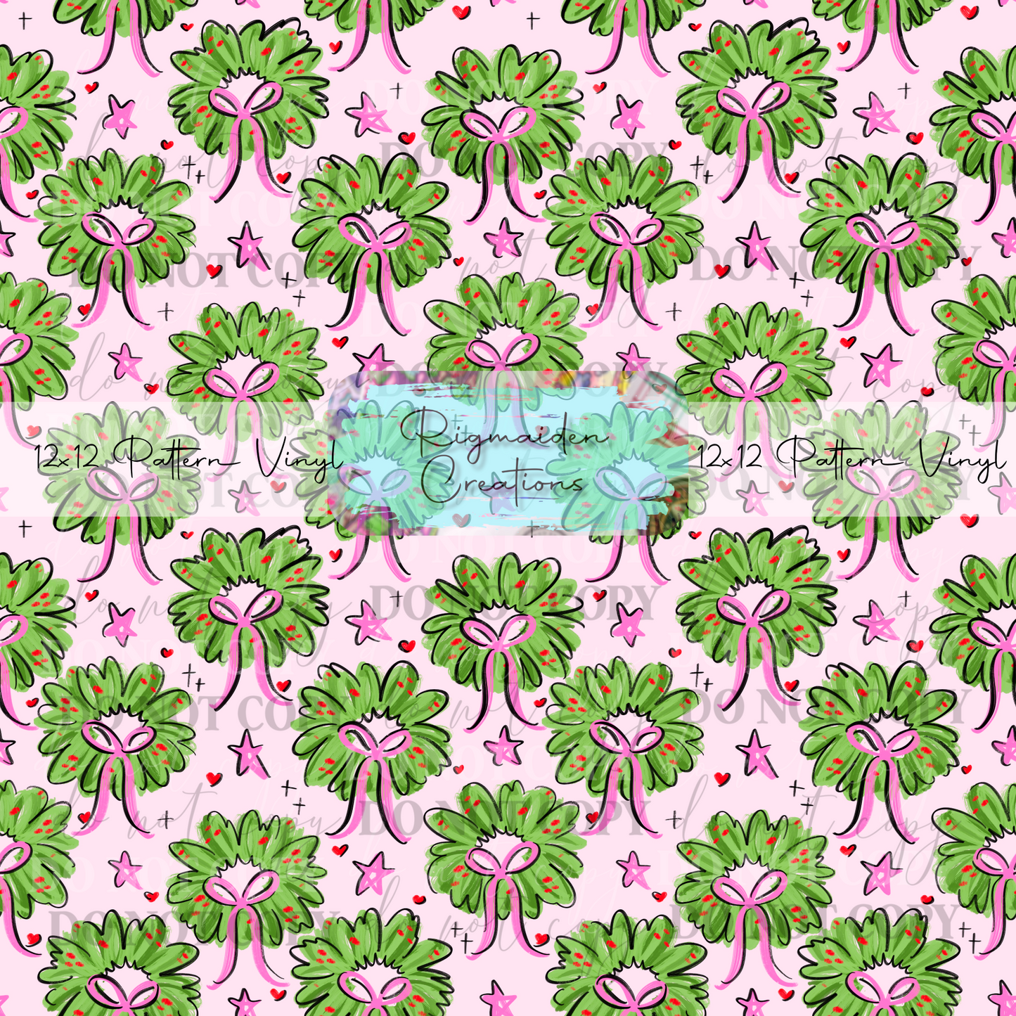 Wreath Doodles Pink Vinyl
