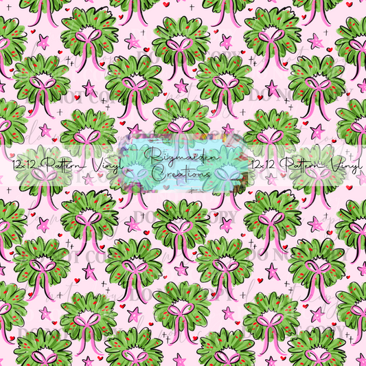 Wreath Doodles Pink Vinyl