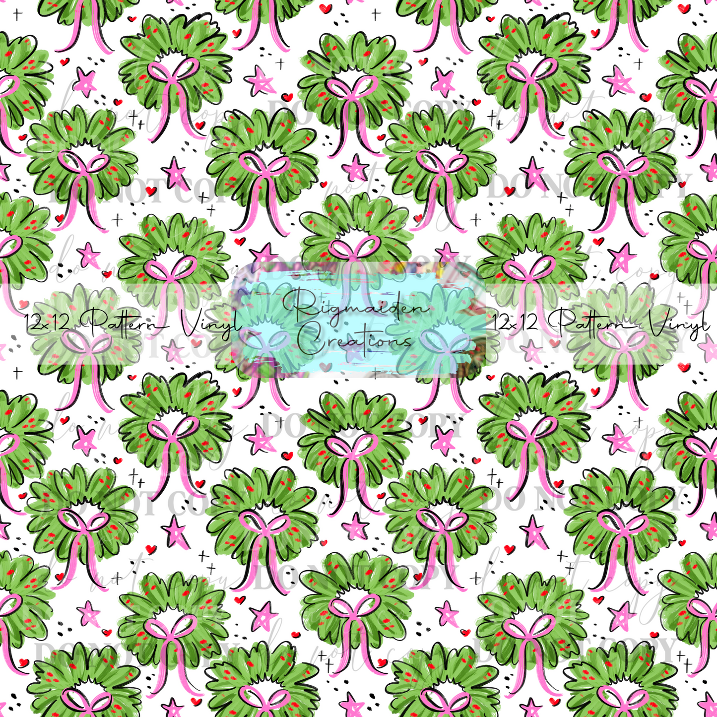 Wreath Doodles White Vinyl