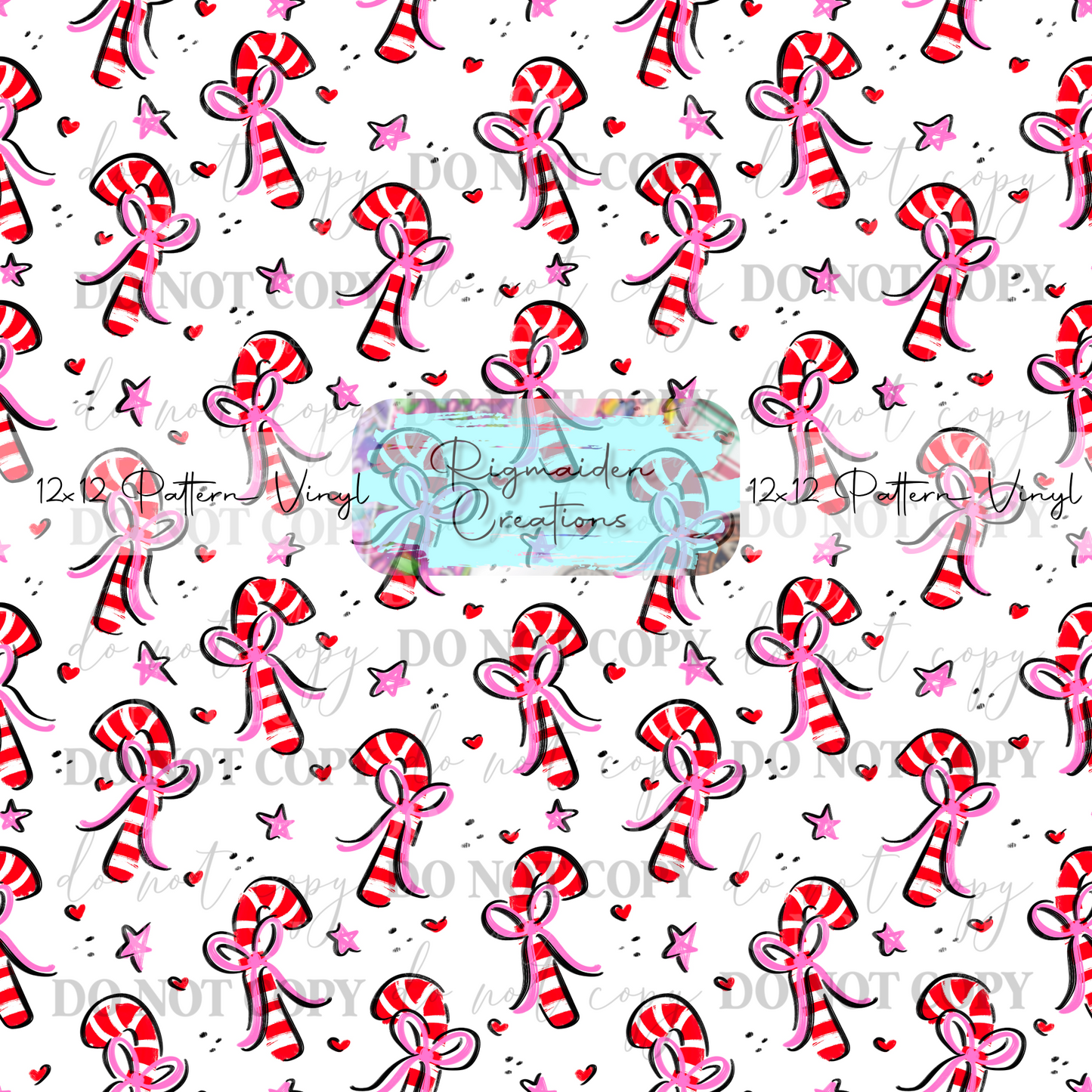 Candy Cane Doodles White Vinyl