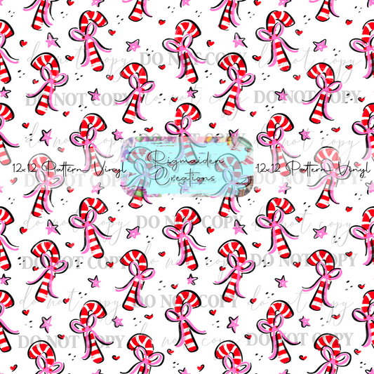 Candy Cane Doodles White Vinyl