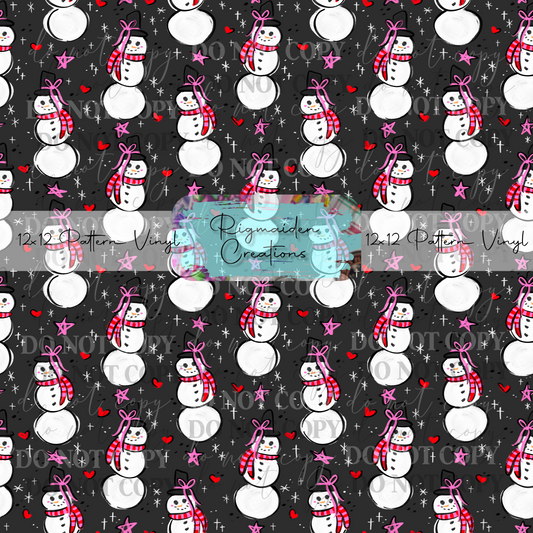 Snowman Doodles Grey Vinyl