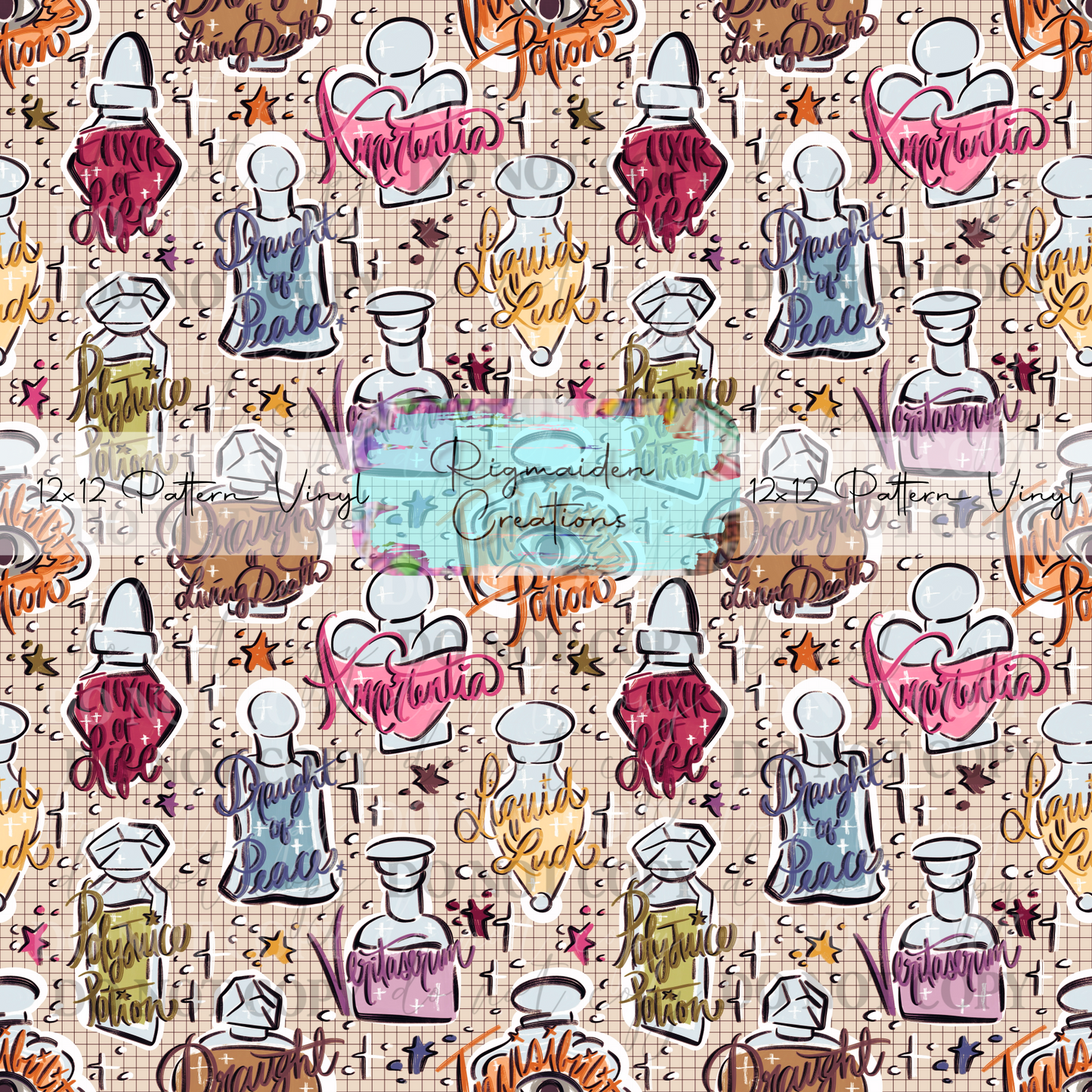 Wizard Potion Sketch Doodles Vinyl