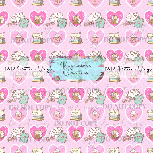 Cozy Pink Books and Coffee Vinyl