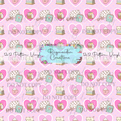 Cozy Book Valentine Seamless Digital PNG