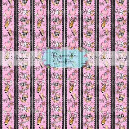 Pink Composition School Ribbon Seamless Digital PNG