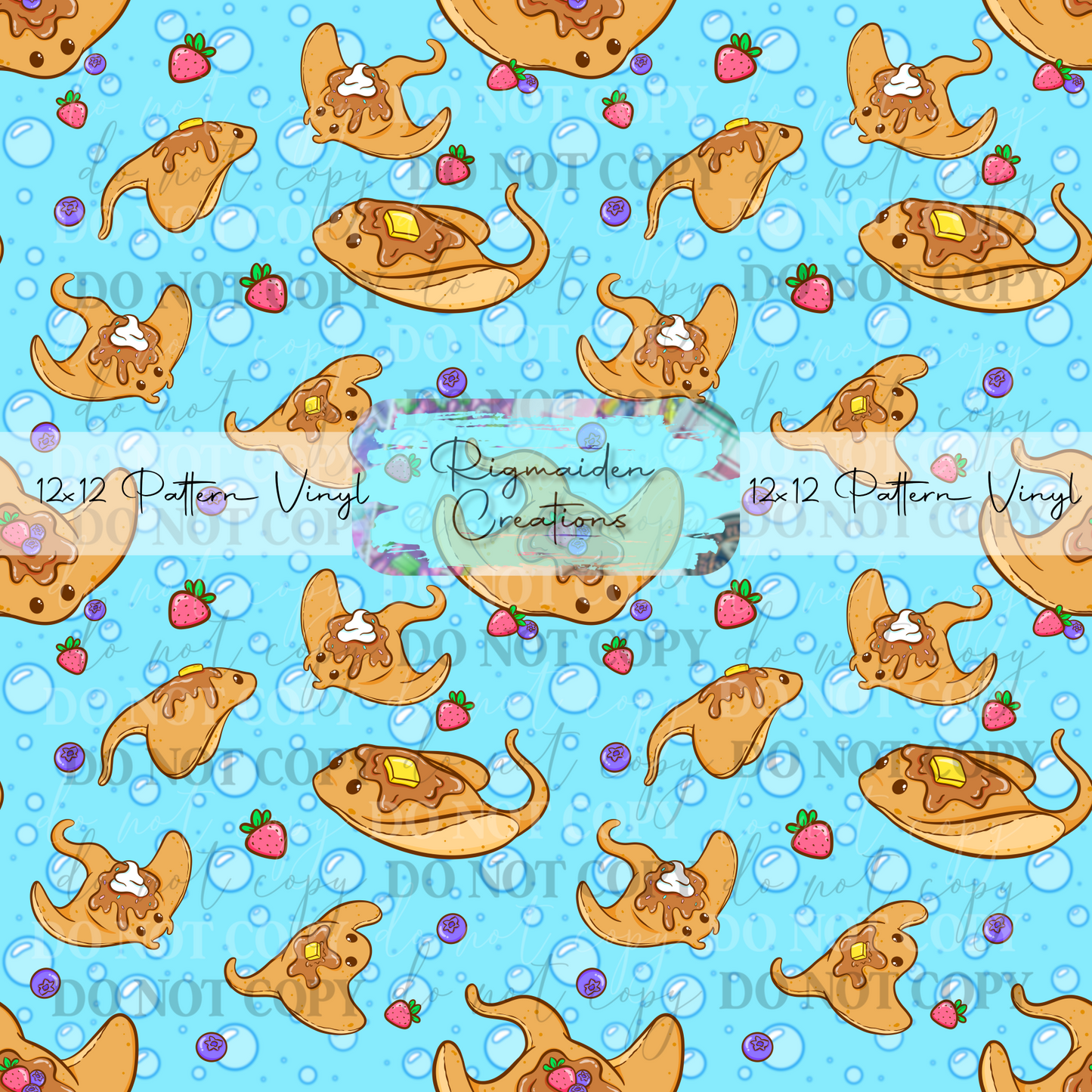 Manta Ray Pancakes Seamless Digital PNG