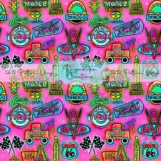 Cars Neon Signs Pink Vinyl