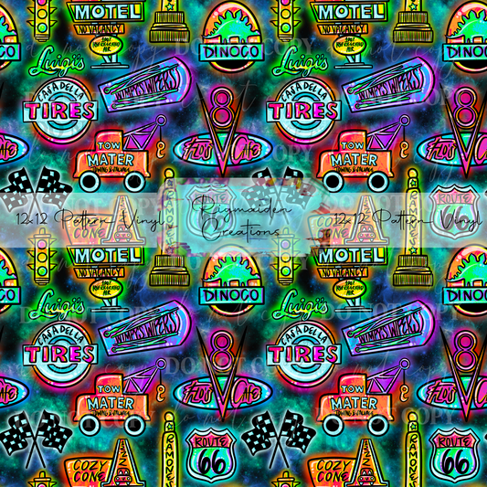 Cars Neon Signs Dark Vinyl