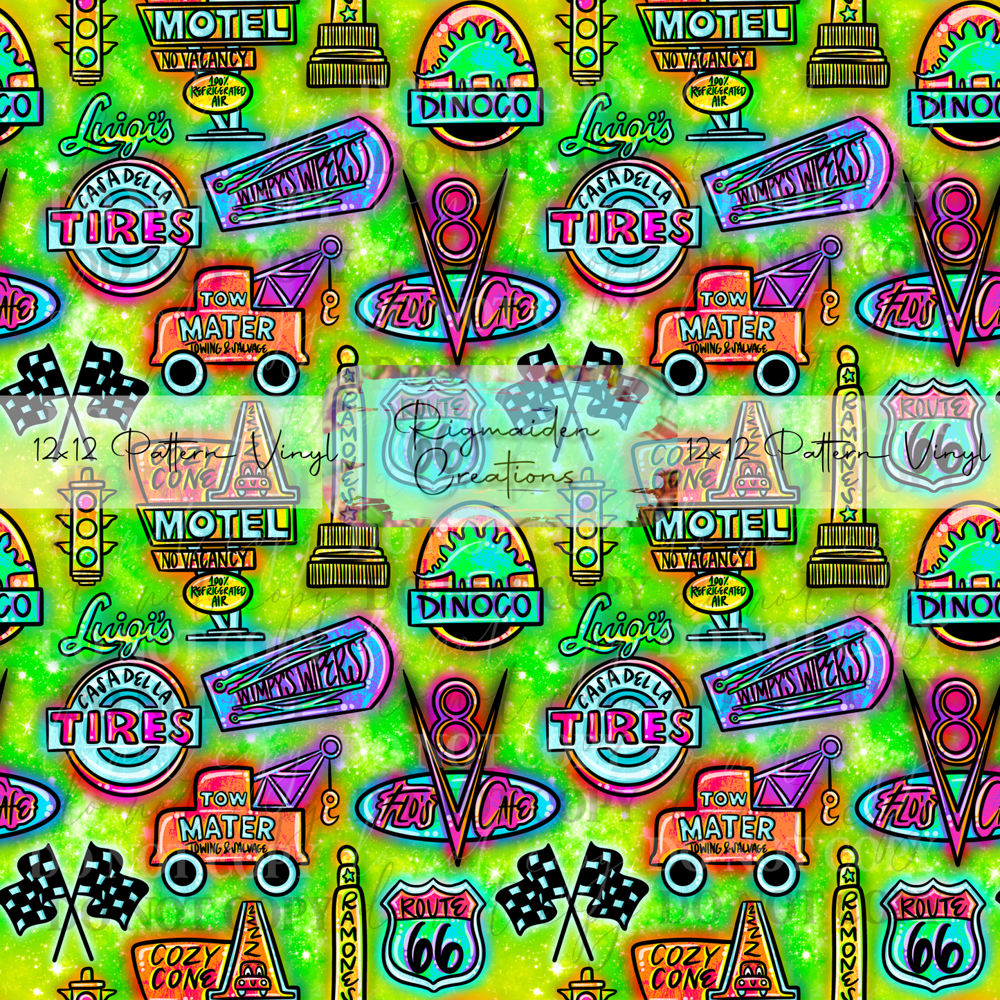 Cars Neon Signs Green Vinyl