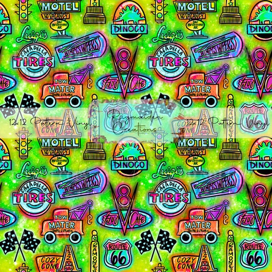 Cars Neon Signs Green Vinyl