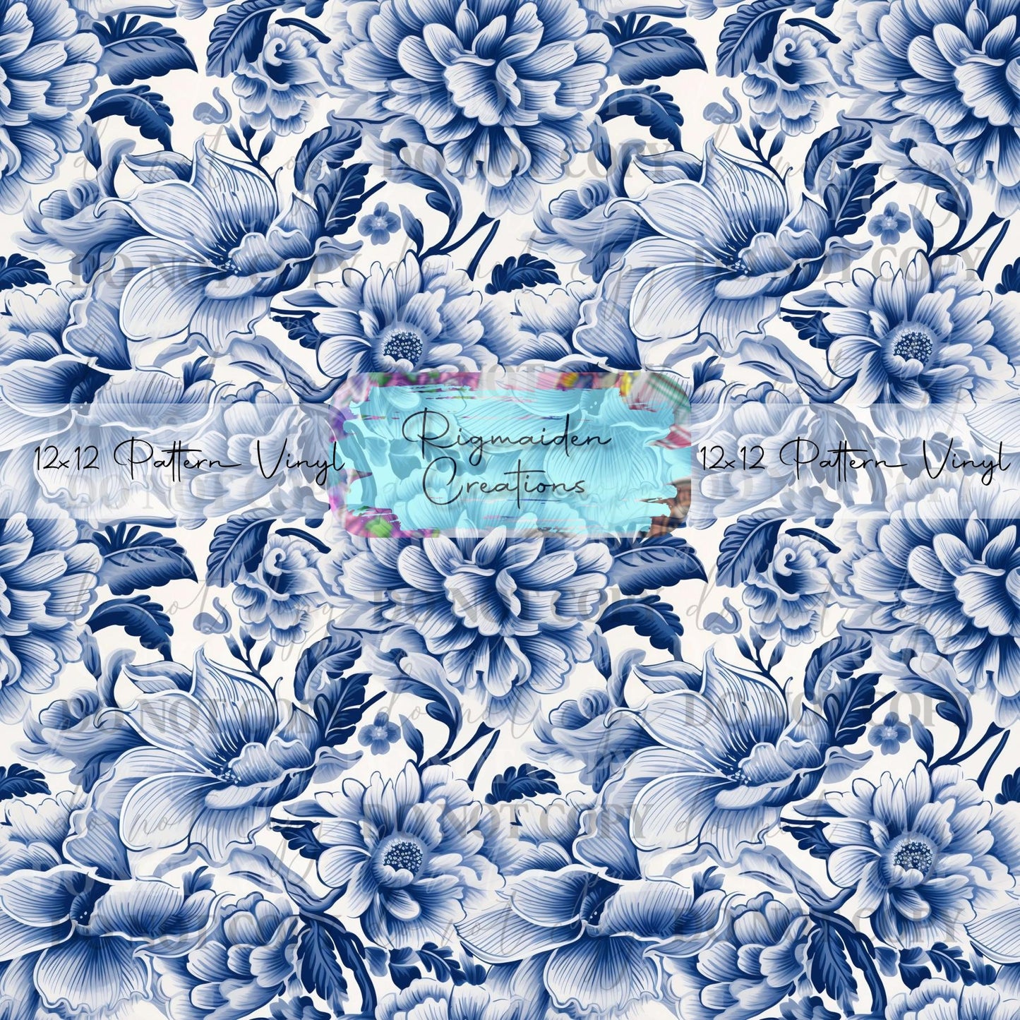 Blue Porcelain Floral Vinyl