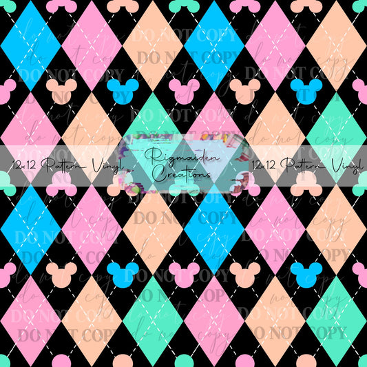Pastel Argyle Mouse Vinyl
