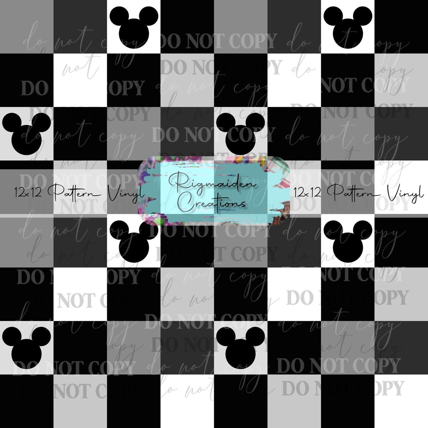 Black and White Checker Mouse Vinyl