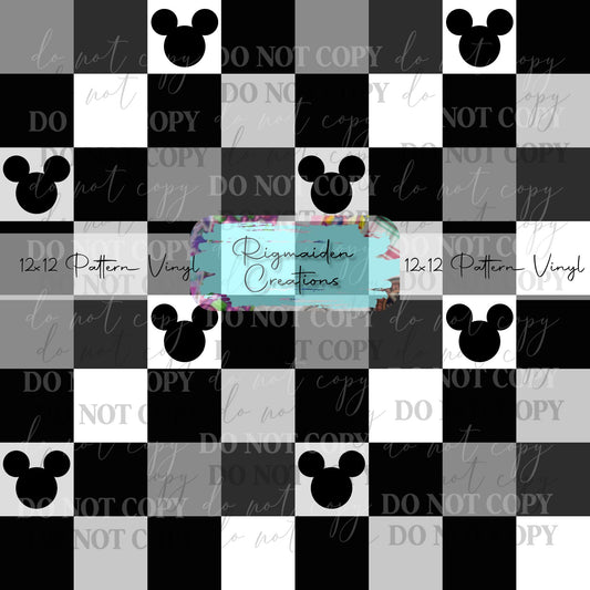 Black and White Checker Mouse Vinyl