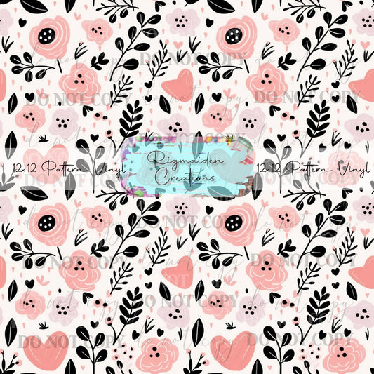 Pink and Black Floral 2 Vinyl