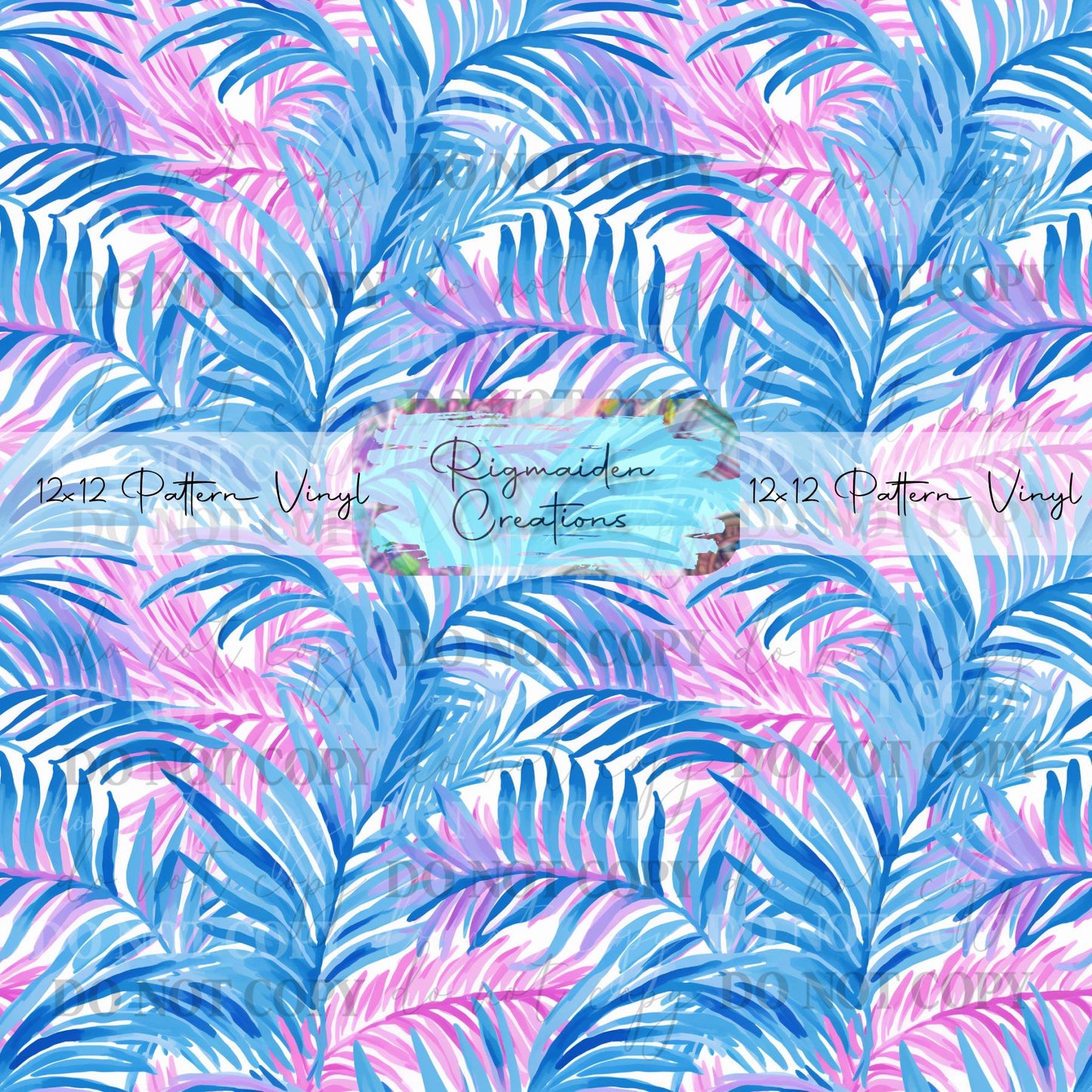Blue and Pink Tropical Leaves Vinyl