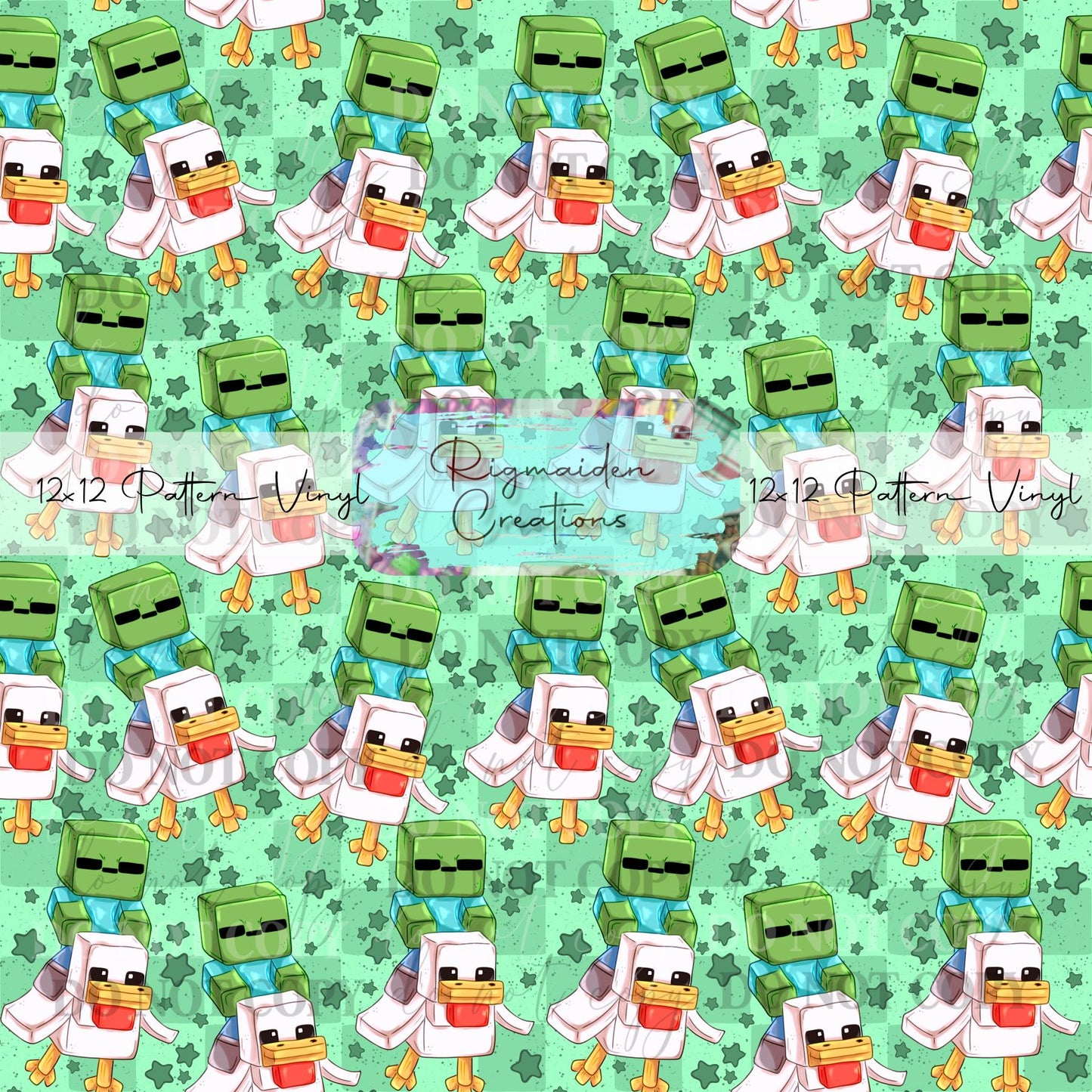 Minecraft Chickens Green Vinyl