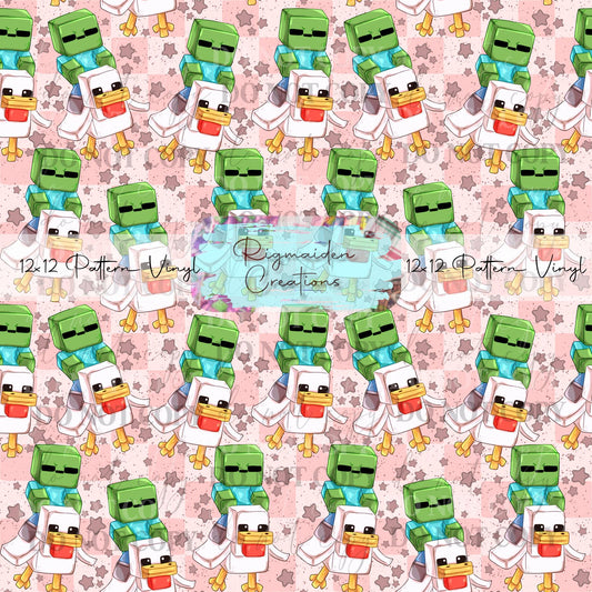 Minecraft Ducks Pink Vinyl