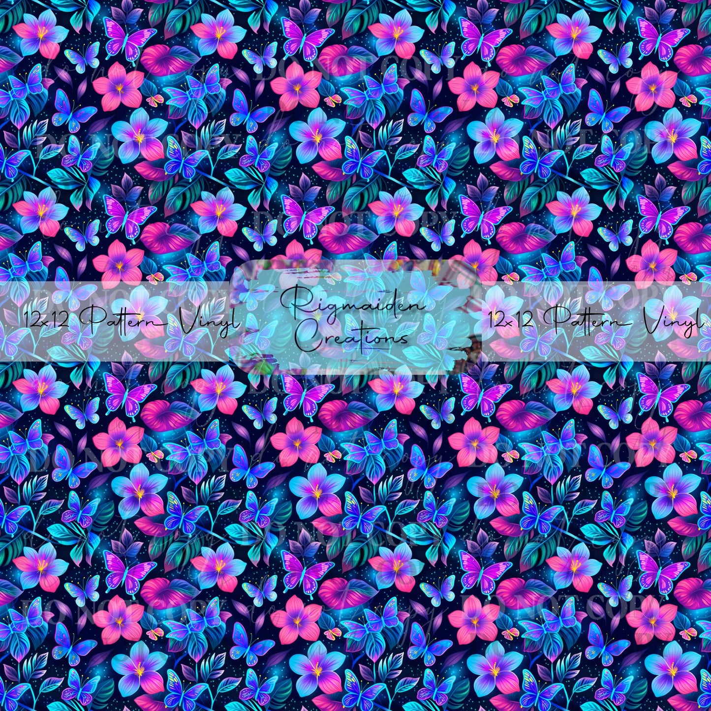 Neon Butterfly Floral Vinyl