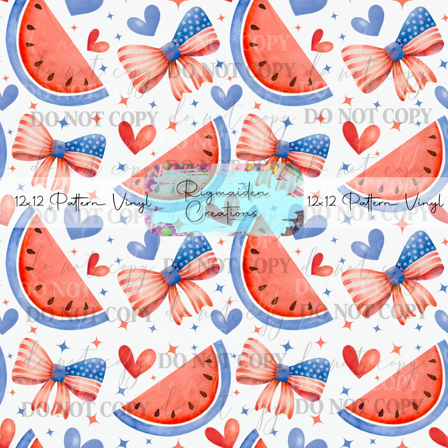 Watermelon And Bow Patriotic Vinyl